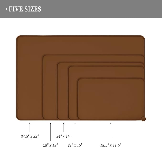 Reopet Silicone Pet Feeding Mat - Waterproof & Non-Slip Dog Cat Placemat | High Raised Edges Prevent Food & Water Spills to Protect Floors, Easy to Clean, Fit for Dog Cat Bowls