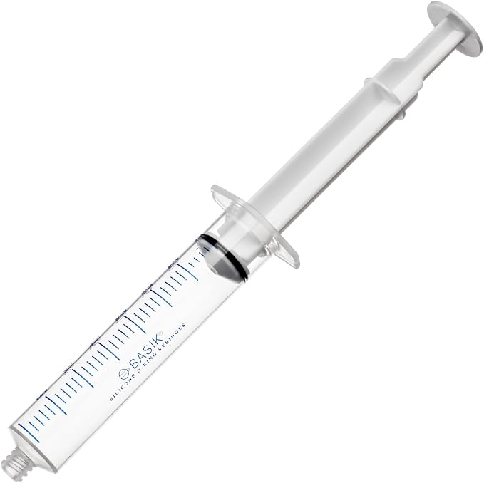 BASIK 35cc Silicone O Ring Style ENFit Feeding Syringe With Caps Individually Wrapped 8/Pack Reusable - This is only compatible with an ENFit connection. Confirm that you use ENFit before ordering.