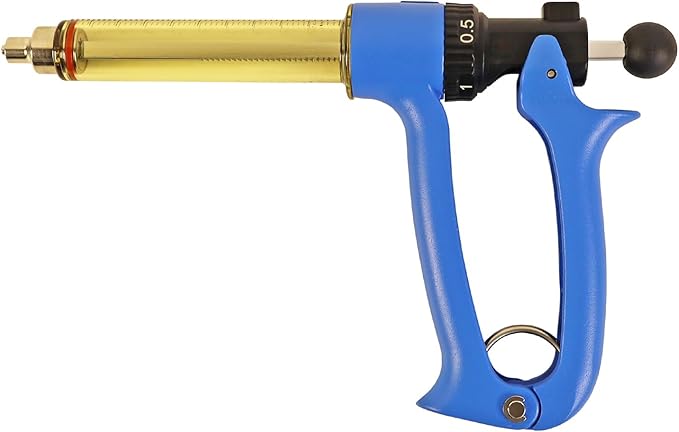 25ML Semi-automatic Livestock Syringe, Adjustable Continuous Repeating Cattle Vaccine Luer Lock Cattle Vaccine Gun, Veterinary Syringe for Cow Goat Sheep Pig