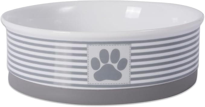 Bone Dry Paw & Patch Ceramic Pet Collection, Large Bowl, 7.5x2.4", Gray