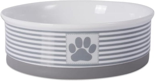 Bone Dry Paw & Patch Ceramic Pet Collection, Large Bowl, 7.5x2.4", Gray