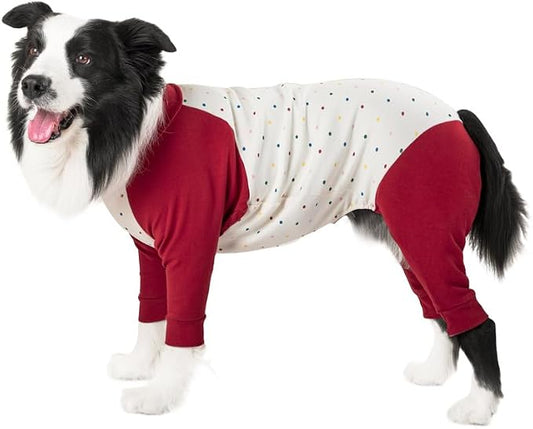 Dog Recovery Suit After Spay-Prevents Lick & Shed (Red,2XL) | Soft, Breathable cotton onesie protects abdominal surgical areas by preventing licking,scratching,and shedding