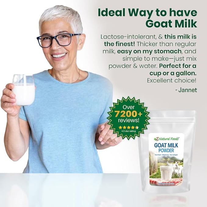 Z Natural Foods Goat Milk Powder - Pure Netherlands Full Cream Milk, Powdered Goat Milk, Highly Nutritious, Easy Digestion - Whole Goats Milk for Adults for Smoothies, Cooking, Baking, 5 lbs