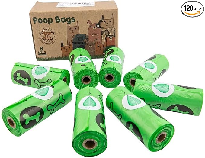 MEADOWS & MUTTS Dog Poop Bags - 120 Count Compostable Biodegradable Plant Based Pet Waste Bags | Leak Proof Extra Thick | Lavender Scented Eco-Friendly Puppy Poop Bags