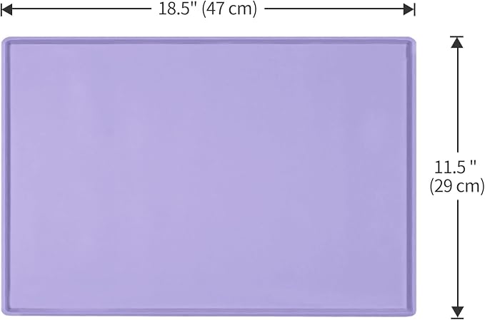 Dog Food Mat,Silicone Waterproof Food Tray,Non Slip Pet Bowl Mats Placemat,0.6" Raised Edge,Suitable for Most Small and Medium Sized Pets,18.5" x 11.5"