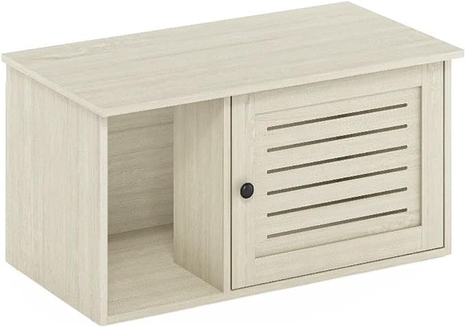 Furinno Peli Farmhouse Hidden Cat Litter Box with Divider, White Wash