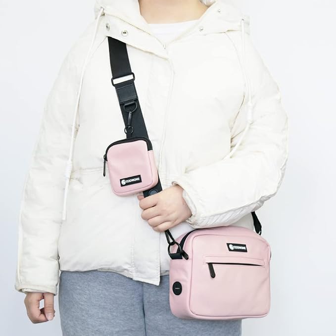 Dog Treat Pouch with Removable Small Pet Training Treat Pouches, Built-in Poop Bag Dispenser, Adjustable Shoulder Strap Cross Body Dog Walking Bag (Pink)