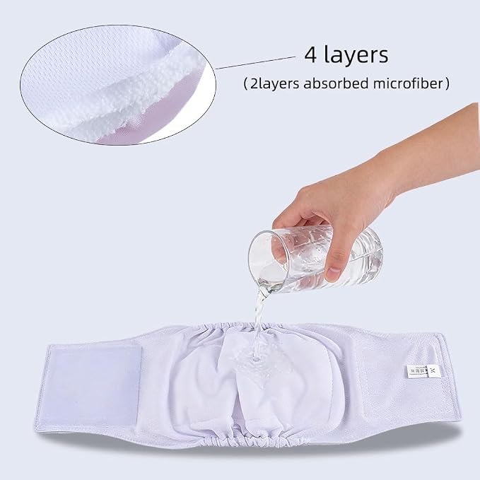 AIO Washable Male Dog Belly Band Pet Diapers Cute Claws Washable Male Puppy Diapers Belly Bands Reusable Dog Diapers Dog Diapers Male L(Rainbow,Cow Pattern,Gray Claws)