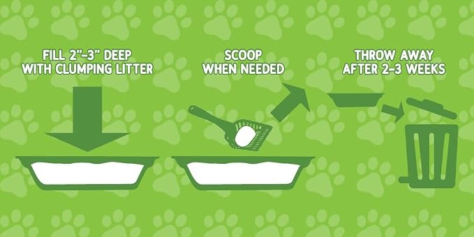 Kitty Bin Disposable Litter Boxes for Cats | Large Biodegradable Litter Box 17.5 x 4 x 10.5 Inches | Rabbit, Hampster,Guinea Pig Litter Box - 6 Count