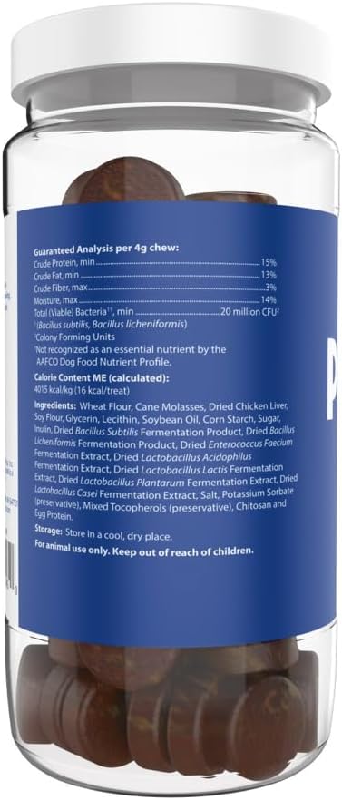 Probios for Dogs Soft Chews, Daily Probiotic Supplement for Gut Health, Digestion and Immune Support Medium and Large Breeds, Chicken Liver Flavor, 8.46oz 60 Chews