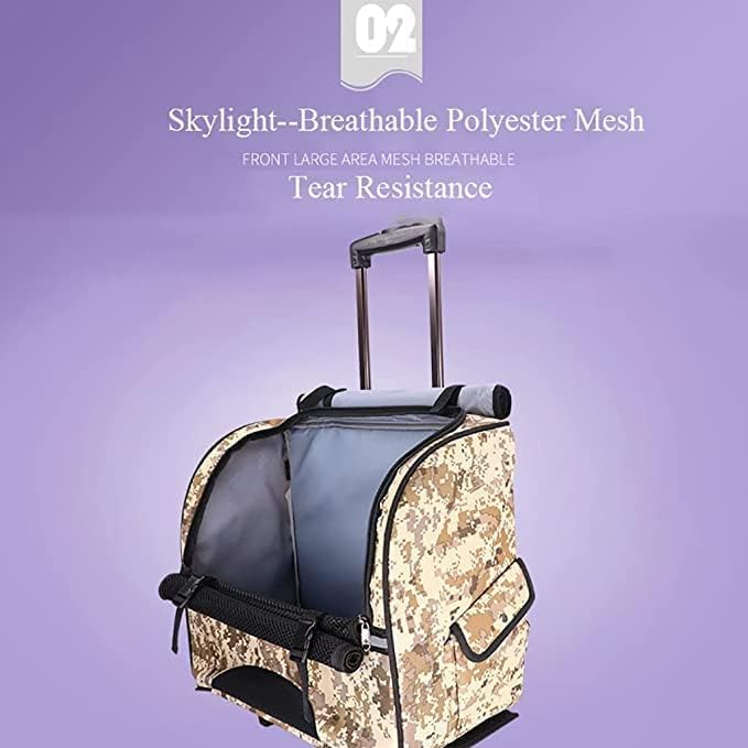 OLOTU 2 in 1 Pet Trolley Case, Cat Backpack with Rollers, Large Space Rolling Pet Carrier for Small Medium Dogs Cats