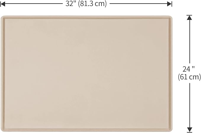 Dog Food Mat,Silicone Waterproof Food Tray,Non Slip Pet Bowl Mats Placemat,1" Raised Edge,Suitable for Most Small and Medium Sized Pets,32" x 24"