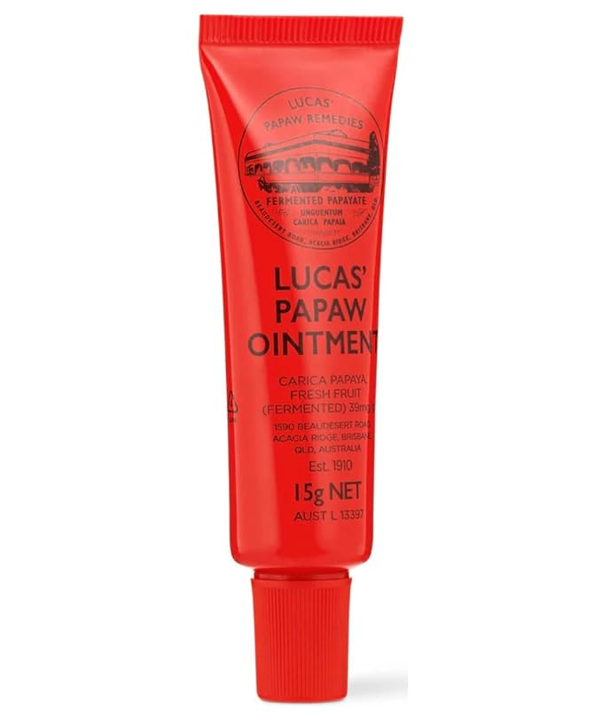 Lucas Papaw Ointment 15g Tubes with Lip Applicator — 2 Pack — Fermented Papaya Lip Balm for Dry, Chapped Lips, Pocket Size, Made in Australia