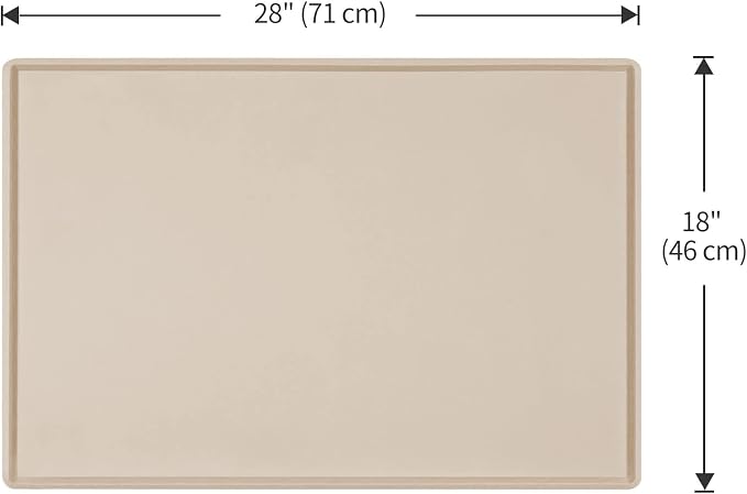 Dog Food Mat,Silicone Waterproof Food Tray,Non Slip Pet Bowl Mats Placemat,0.8" Raised Edge,Suitable for Most Small and Medium Sized Pets,28" x 18"