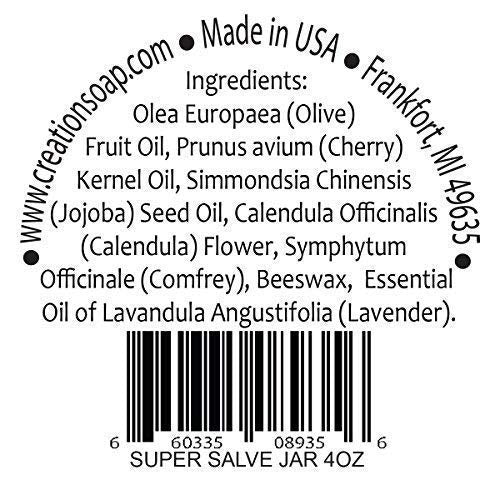 Calendula Comfrey Super Salve by Creation Farm, Herbal Balm, Moisturizer, and Ointment with No Gluten, Soy, GMO or Parabens, Made in USA Comforts many issues.
