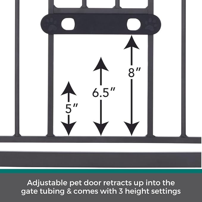 MYPET EasyPass Deco Wide Pet Gate: 29.75" - 40.5" Wide Dog Gate with Adjustable Pass-Thru Pet Door; Pressure Mounted, No Tools Needed, 31" Tall, Graphite Gray