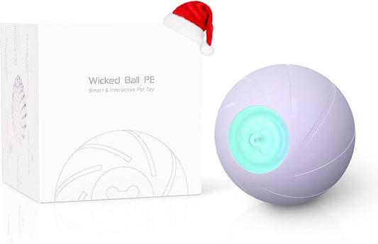 [3 Interactive Modes] Cheerble Intelligent Dog Toy Ball with LED Lights, Wicked PE, Made of Natural Rubber, Jumping Activation for Medium/Large Birthday Gift, DC Rechargeable Purple