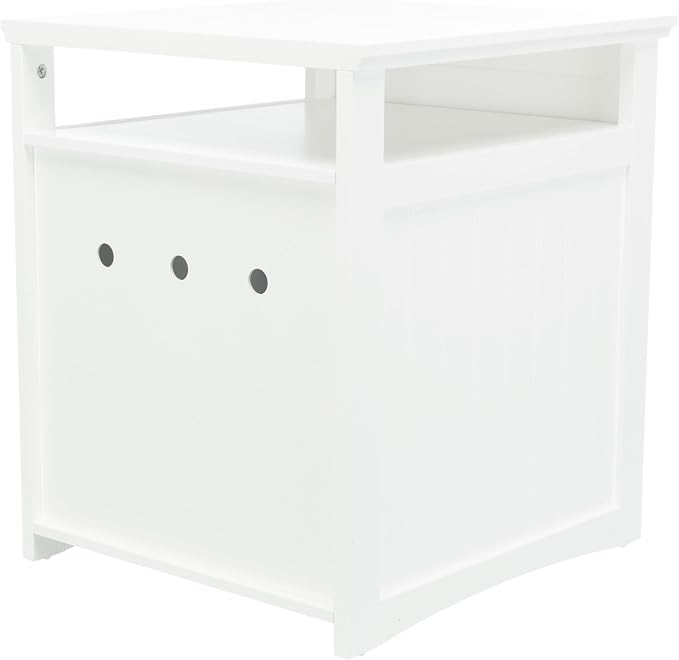 Trixie Furniture Litter Box Enclosure (White) Hidden Litter Box for Cats with Shelf, Classic Style, Big Front Door for Easy Cleaning, Large Hole for Convenient Entry, Use As Side Table or Nightstand