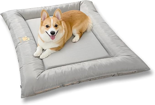 SOMAHE Medium Dog Bed with Removable Washable Cover - Orthopedic Dog Crate Pad, Waterproof Oxford Fabric, Non-Slip Bolster Bed for Medium Dogs, 36x23 Inch, Gray