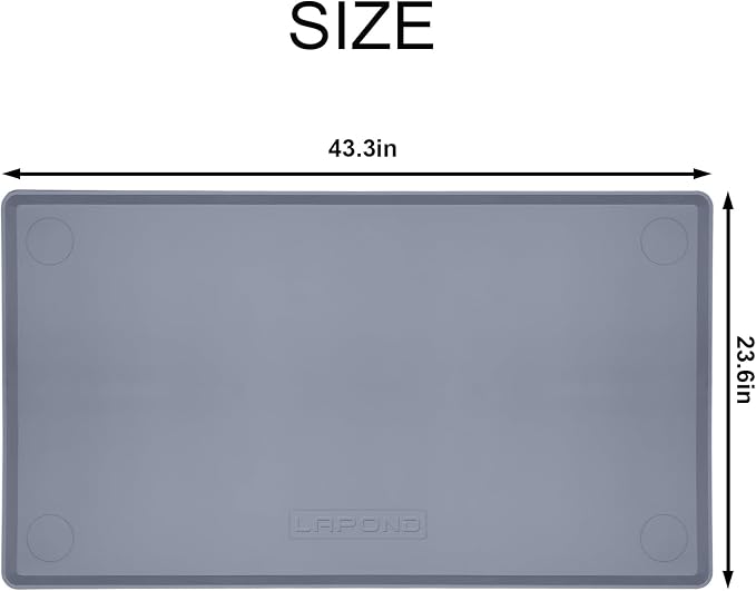 Silicone Waterproof Mat for Hydroponics Growing System Indoor,Water Bucket Mat,Easy to Clean and Non-Slip,43.3 x 23.6 Inches,Gray