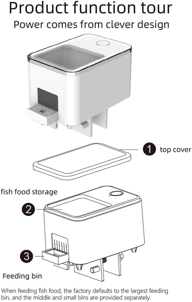Geevorks WiFi Fish Feeder Automatic Dispenser,Automatic Fish Feeder for Aquarium,Intelligent,Precise Food Distribution,with App Control Timer USB Powered,for Diameter Less Than 4mm Food