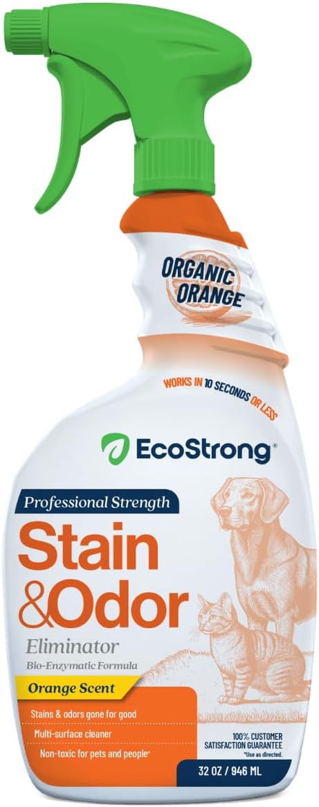 Orange Odor Eliminator | Pet Odor Deodorizer for Strong Odor | Enzyme Stain Cleaner for Cats, Dogs, and Pets | Great for Carpets, Furniture, Dog Kennels, and More (32 Fl Oz)