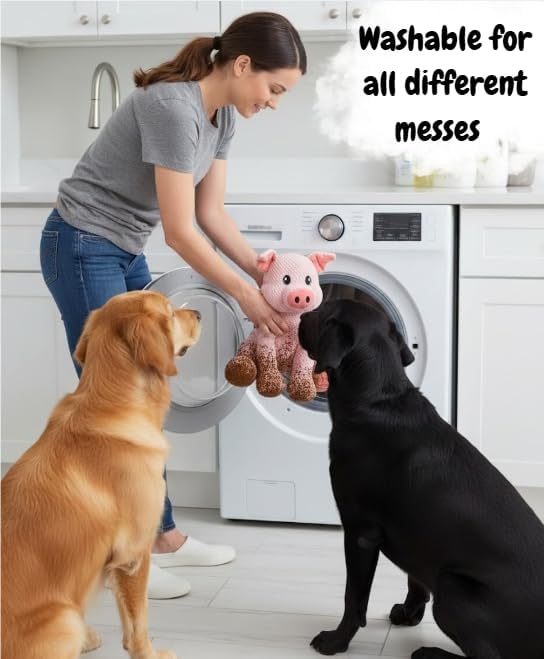 NOZES & TOZES Plush Pig Dog Toy | Dog stuffies for Large Dogs Dog Enrichment Toys for Large Dogs | Dog Toys Without Squeakers- Pink