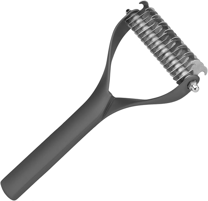 2 - Sided Pet Grooming Tool, Undercoat Rake for Dogs and Cats, Double - Headed Brush with Thinning and Dense Blades to Remove Loose Hair and Knots, Zinc Alloy Comb for Pup (Large 24 Inch)
