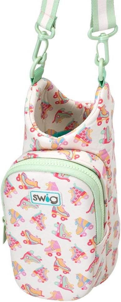 Swig Life Water Bottle Sling Bag, Water Bottle Holder with Adjustable Strap, Carrier Bag with Zippered Phone Pocket, Holds 36oz (Roller Rink)