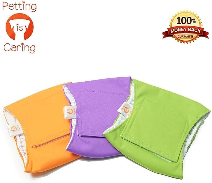Male Dog Wraps Washable & Reusable by PETTING IS CARING - Belly Band Diapers Machine Washable 3 Pack Set