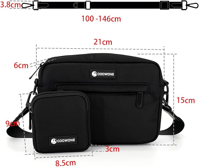 Dog Treat Pouch with Removable Small Pet Training Treat Pouches, Built-in Poop Bag Dispenser, Adjustable Shoulder Strap Cross Body Dog Walking Bag (Black)