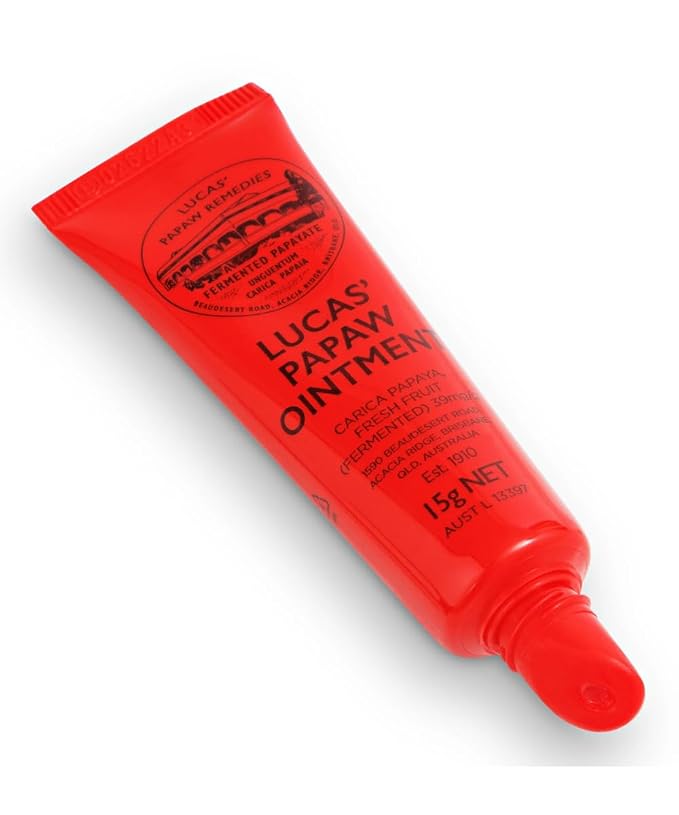 Lucas Papaw Ointment 15g Tubes with Lip Applicator — 4 Pack — Fermented Papaya Lip Balm for Dry, Chapped Lips, Purse Size, Made in Australia