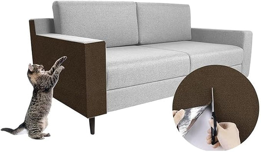 Cat Scratching Mat, Furniture Protector, Self-Adhesive (Nails Included in the Package) (Brown, 11.8 x 39.3 inch)
