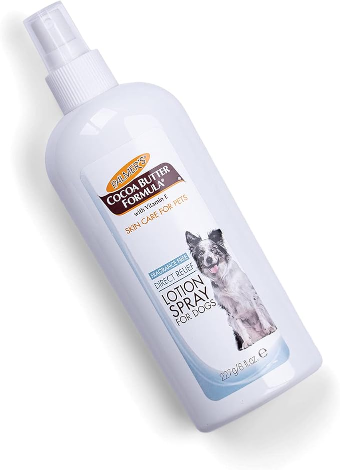 Palmer's for Pets Cocoa Butter Formula Dry Skin Relief Spray for Dogs, Direct Spray-On Lotion with Vitamin E to Soothe Dry and Itchy Skin, No-Mess Application, 8 Fl Oz (Pack of 2)