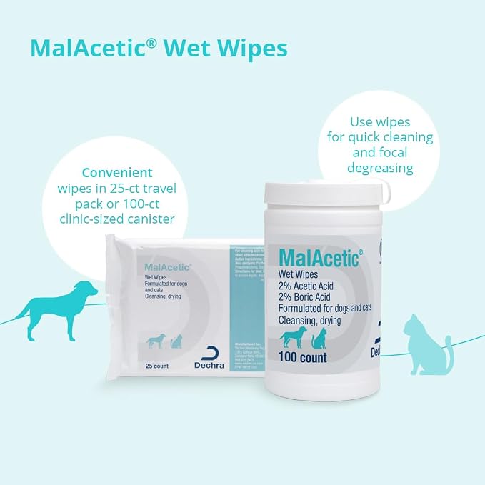 MalAcetic Wet Wipes for Dogs and Cats 25 Count