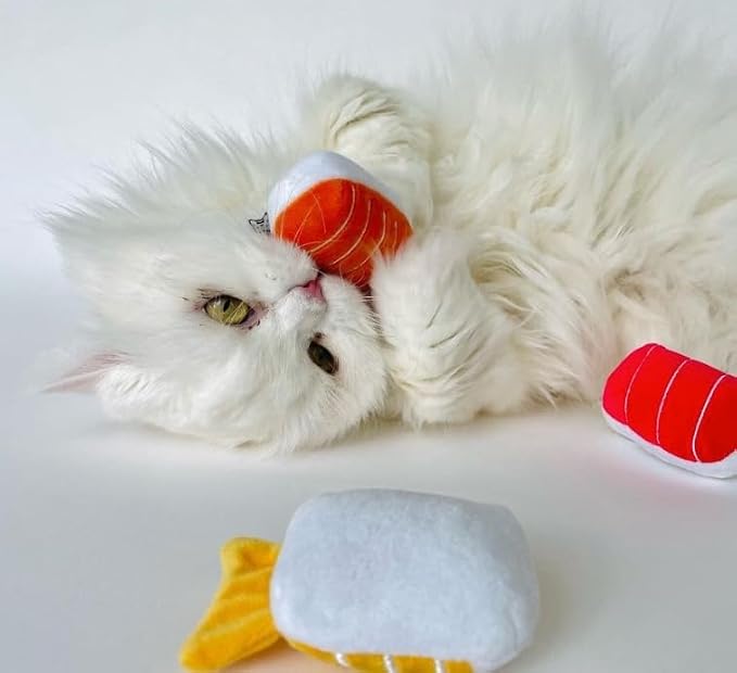 munchiecat Premium Organic Catnip Sushi Toy (1-pc) for Cats, Kittens - USA Made Durable Design for Pouncing, Batting and Play