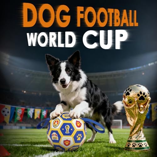 Vivifying Dog Toys Balls, 6 Inch Durable PU World Cup Soccer Ball for Indoor and Outdoor Tug-of-War, Mental Stimulation & Anxiety Relief