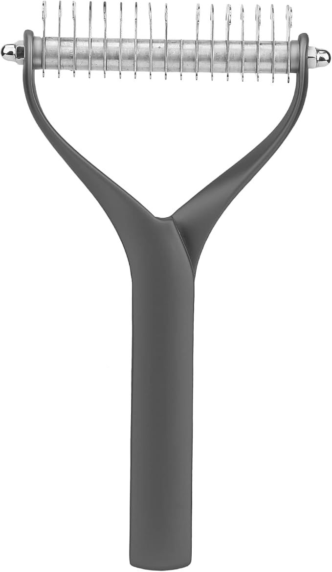 2 - Sided Pet Grooming Tool, Undercoat Rake for Dogs and Cats, Double - Headed Brush with Thinning and Dense Blades to Remove Loose Hair and Knots, Zinc Alloy Comb for Pup (Large 24 Inch)