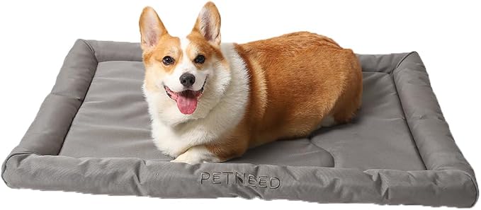 Orthopedic Dog Bed Water-Resistant 900D Oxford - Indoor Outdoor Summer Dog Beds for Medium Dogs up to 40lbs, Supportive Foam Washable Crate Bed (34", Grey)