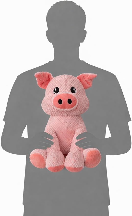 NOZES & TOZES Plush Pig Dog Toy | Dog stuffies for Large Dogs Dog Enrichment Toys for Large Dogs | Dog Toys Without Squeakers- Pink
