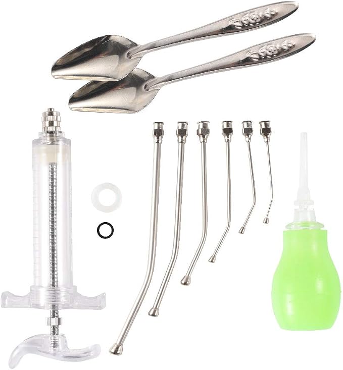 Birds Feeding Syringe Manual Feeding Rearing Gavage Curved Needle Medication Tube Birds Small Pet Feeding Syringe Bird Feeder (50ML)