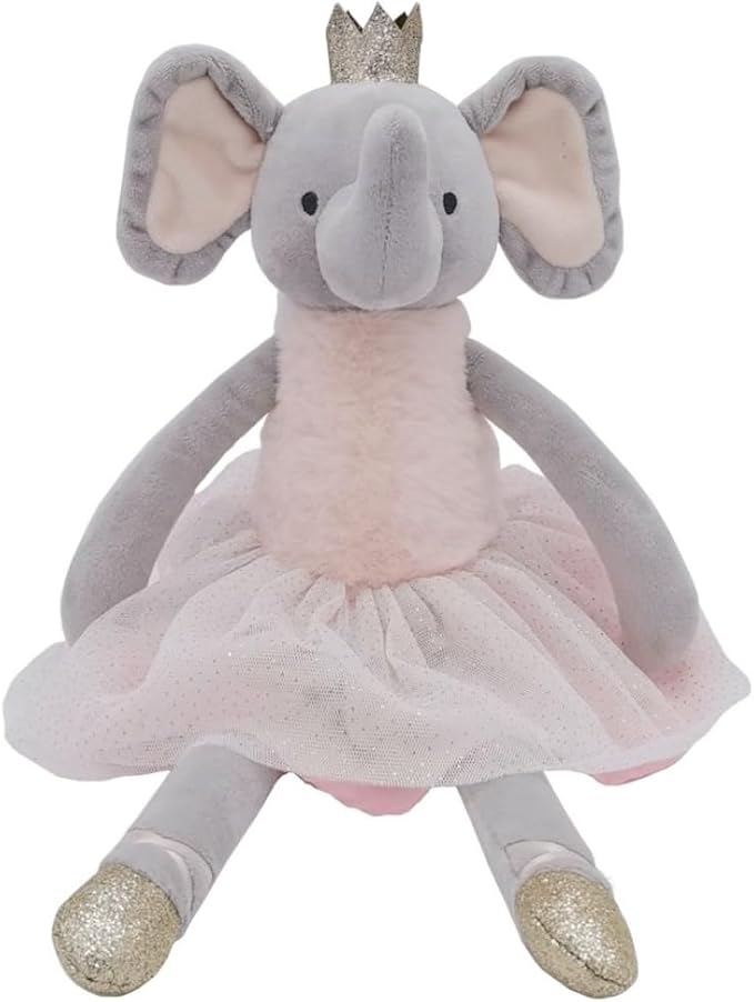Princess Elephant Stuffed Animals,15.7" Pink Stuffed Elephant Plush with Skirt and Crown,Cute Doll for Girls