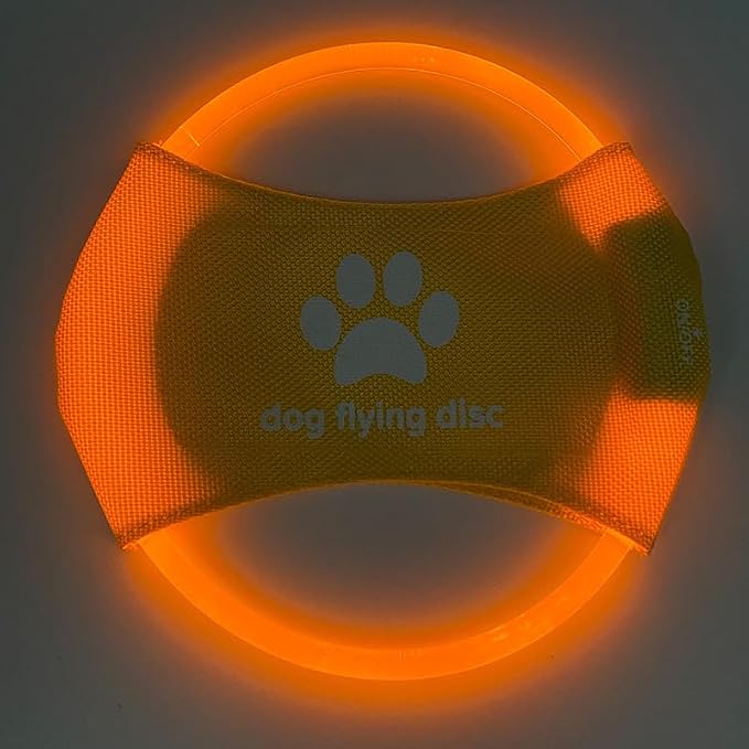 2pcs-Dog Training LED Luminous Frisbee, TPU Non Toxic Soft Rubber Teeth Grinding and Biting Resistant, Rechargeable Luminous Pet Puzzle Outdoor Throwing Toy, Suitable for All Dogs (Yellow)