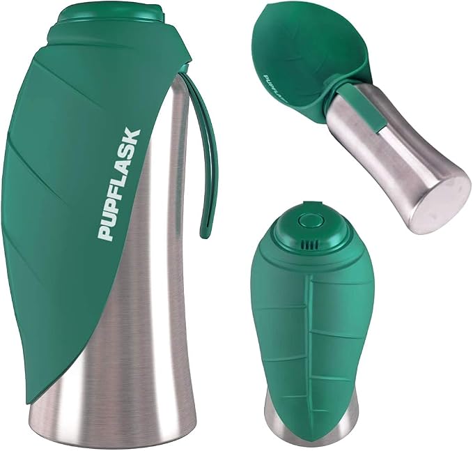 PupFlask Large Dog Water Bottle | 27 or 40 OZ Stainless Steel | Convenient Dog Drink Dispenser | Puppy Travel Water Bowl | Portable Pet Hydration Bottle | Leak Proof | Perfect Size For All Breeds