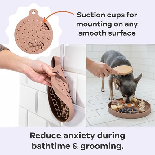 Smorgasboard 2-Pack Bundle – Silicone Dog and Puppy Lick Mat and Slow Feeder with Suction Cups - Non-Slip, Dishwasher Safe Pet Dishes - Extend Mealtimes for Fast Eaters - for Wet & Dry Food