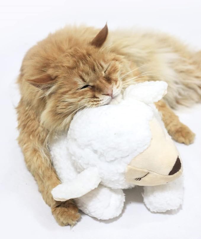 HonourHope Dog Heartbeat Toy for Anxiety Relief, Dog Soft Plush Toy Pet Calming Puppy Behavioral Training Aid Toy Pet Companion Pillow for Puppy Dog Cat Kitty Pets - Sheep