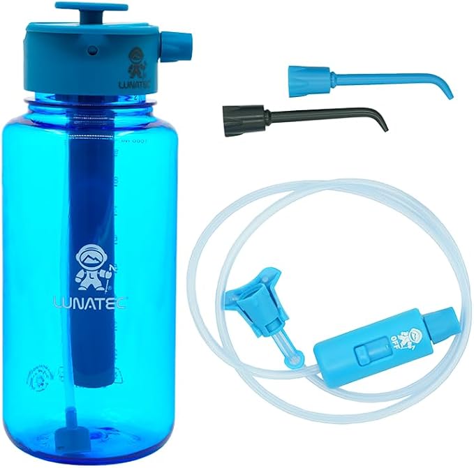 Lunatec® Mist, Shower and Hydration Spray Water Bottle Bundle. Includes BPA Free 1000ml Spray Bottle, Tube Extension, Bidet and Water Flosser Precision Tips.