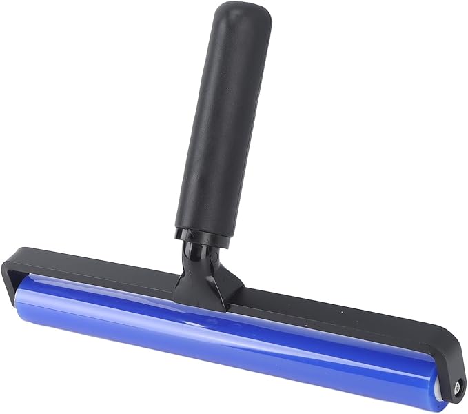 Focket Silicone Dust Roller, Reusable Pet Hair Remover with High Elasticity Fast Dust Removal Tool for Clothes Carseats Furniture, Washable Lint Roller Cleaner with Black Plastic Handle (10 Inch)