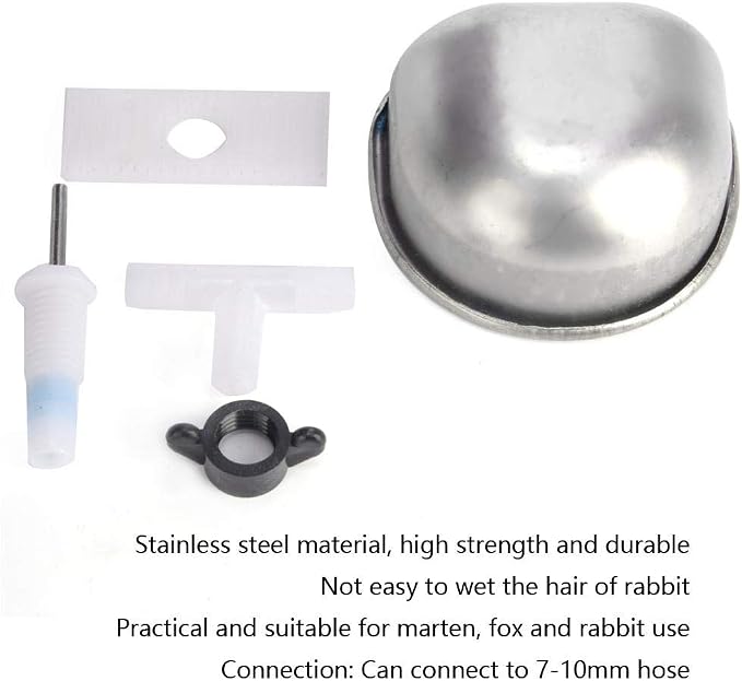 Water Drinker Bowl, Leak Stainless Steel Drinking Feeder for Cages Farm Use 7 to 10mm Hose Connection Clamp Mount One Piece Tee 10 Sets