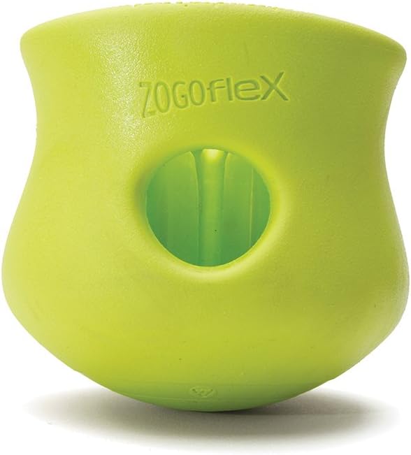 West Paw Zogoflex Toppl Interactive Treat Dispensing Puzzle Dog Toy for Mental Stimulation & Enrichment-Holds Kibble & Treats-Lickable, Freezable & Dishwasher Safe-Made in USA-Small-Granny Smith Green